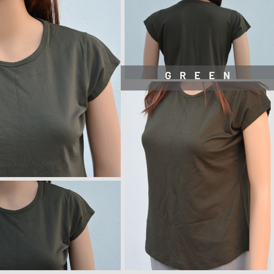 Women's Tencil T-Shirt -Green- Rayon Nylon Spandex Fabric - Soft Feel