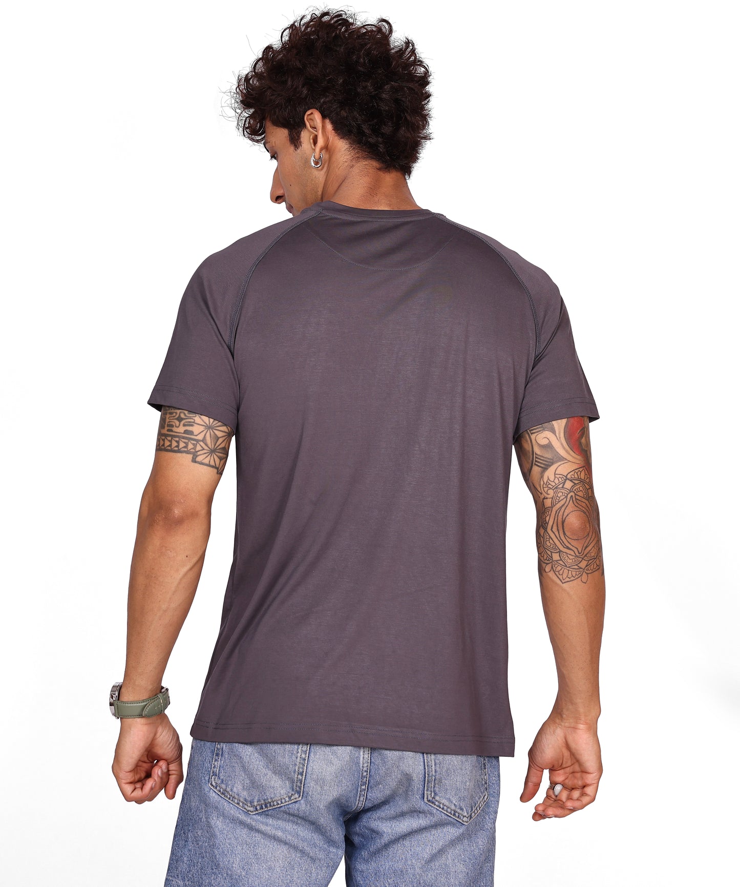 Mens Tencil T-Shirt -Grey-Rayon Nylon Spandex Fabric - Soft Feel