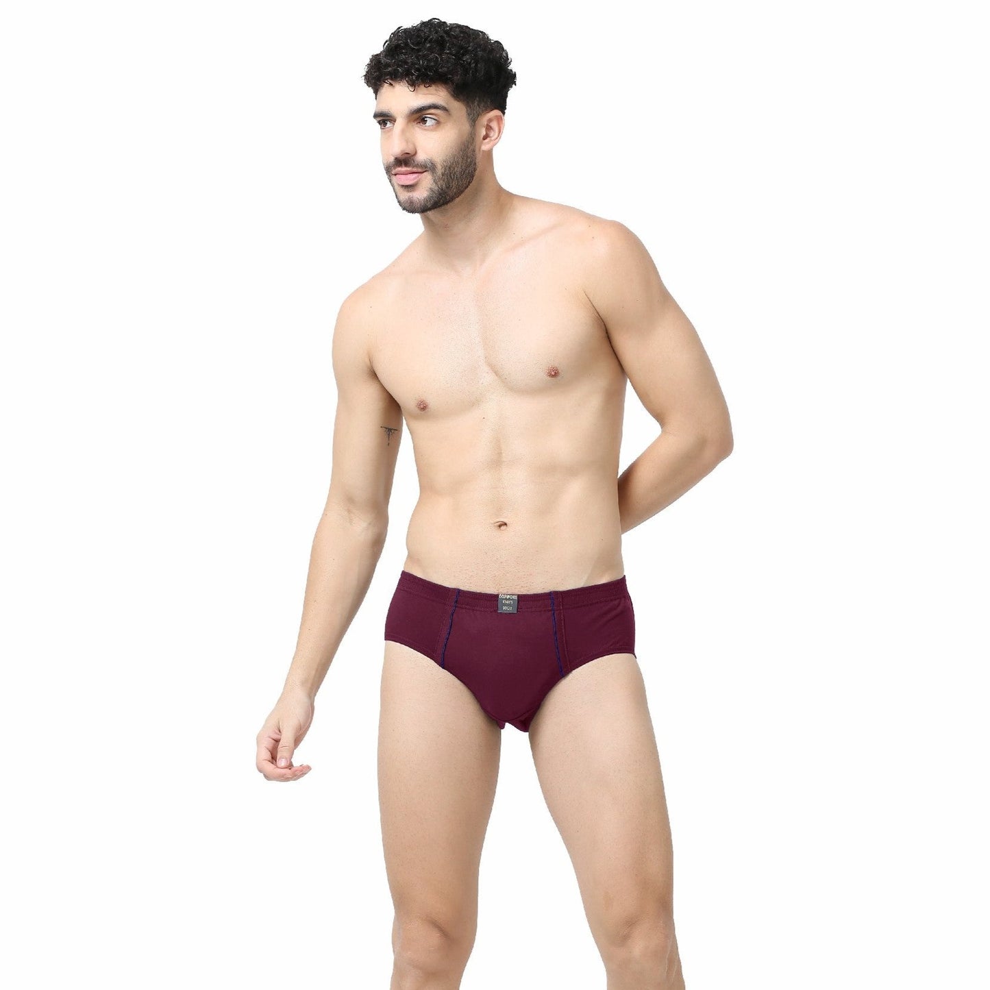 Men's Brief -100% Premium Cotton - Inner Elastic - Lycra waist Band-Pack of 2