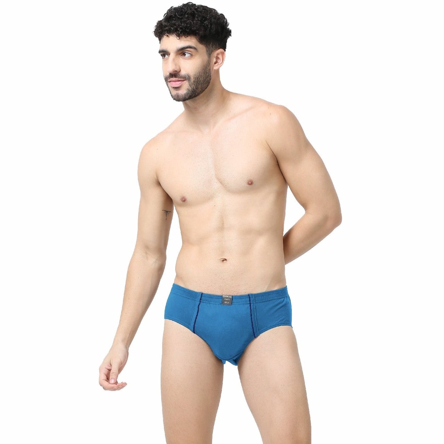 Men's Brief -100% Premium Cotton - Inner Elastic - Lycra waist Band-Pack of 2