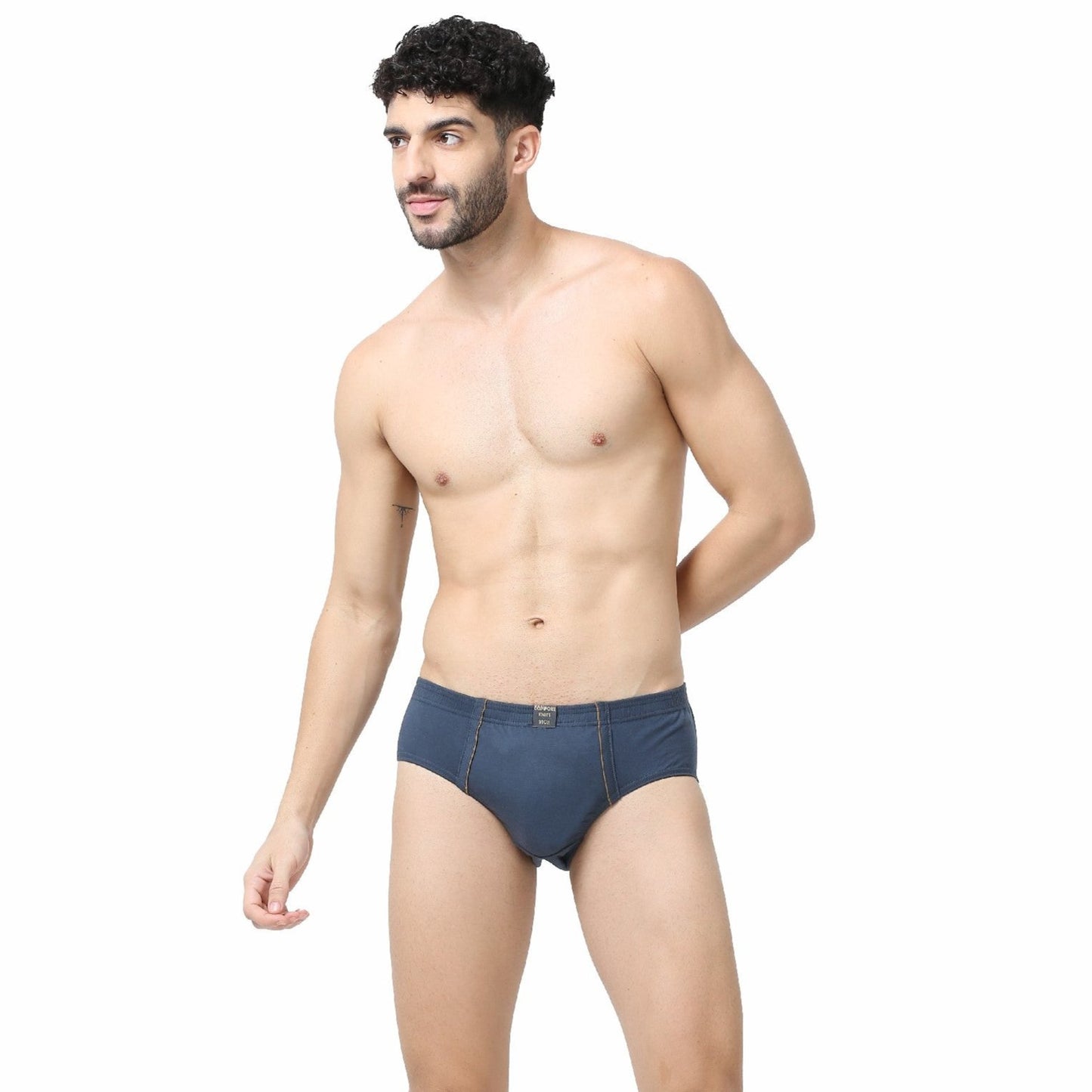 Men's Brief -100% Premium Cotton - Inner Elastic - Lycra waist Band-Pack of 2