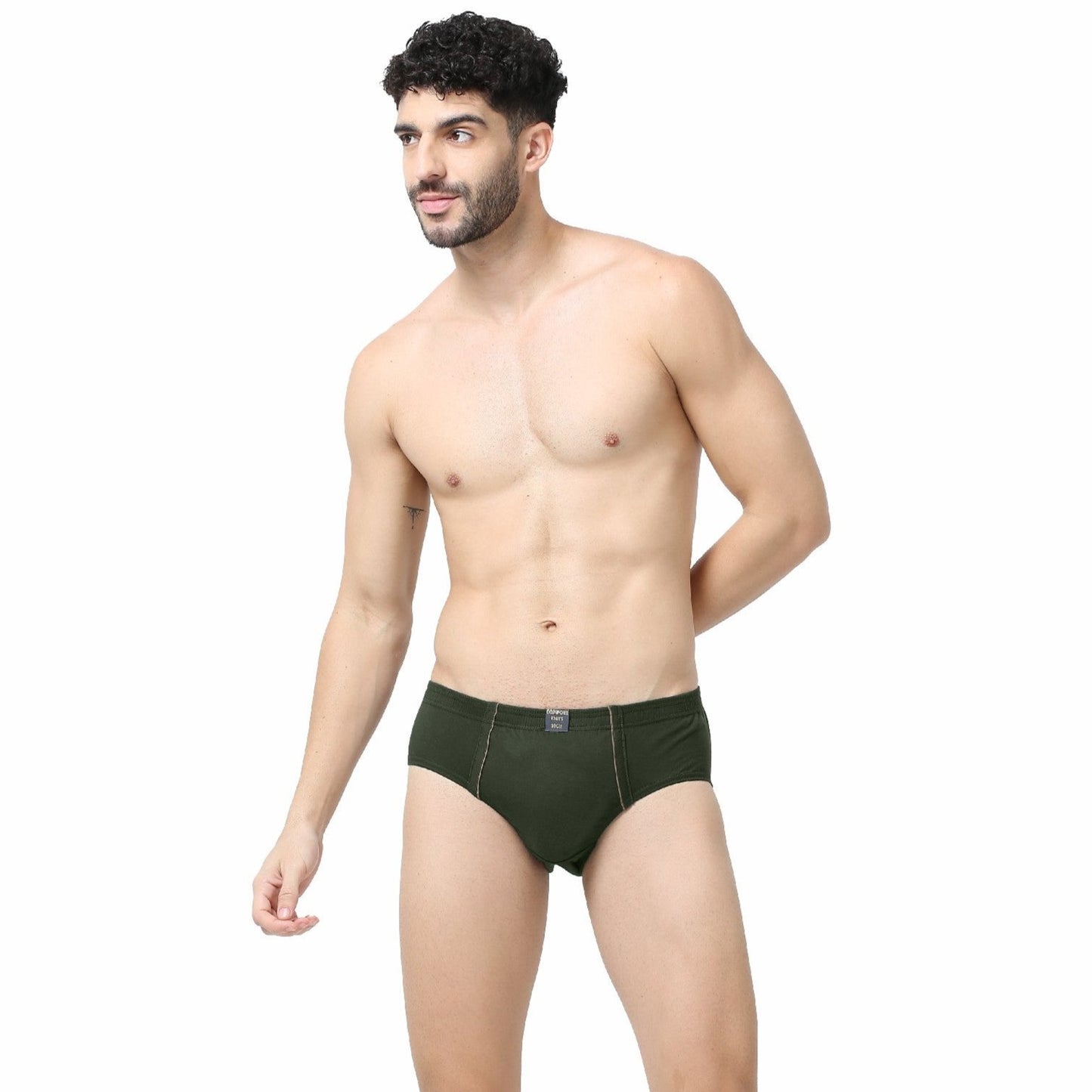 Men's Brief -100% Premium Cotton - Inner Elastic - Lycra waist Band-Pack of 2