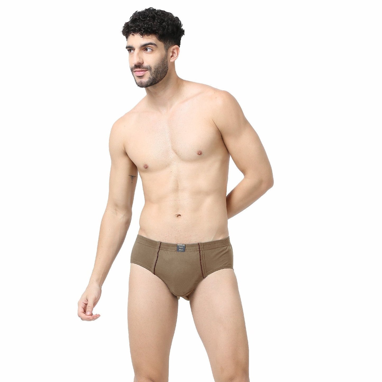 Men's Brief -100% Premium Cotton - Inner Elastic - Lycra waist Band-Pack of 2