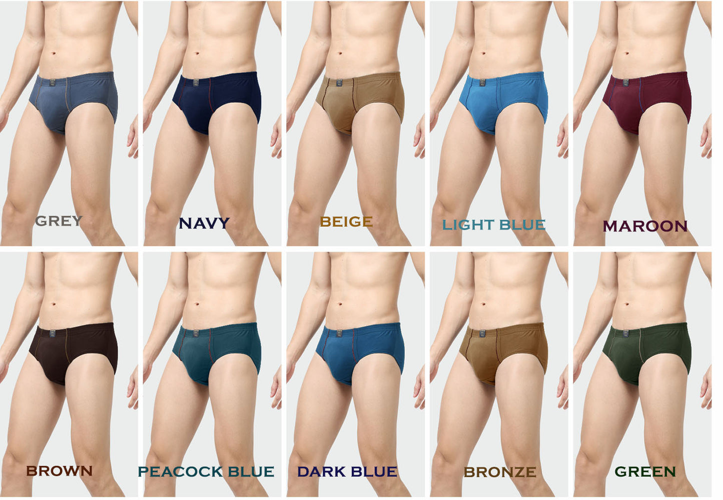 Men's Brief -100% Premium Cotton - Inner Elastic - Lycra waist Band-Pack of 2