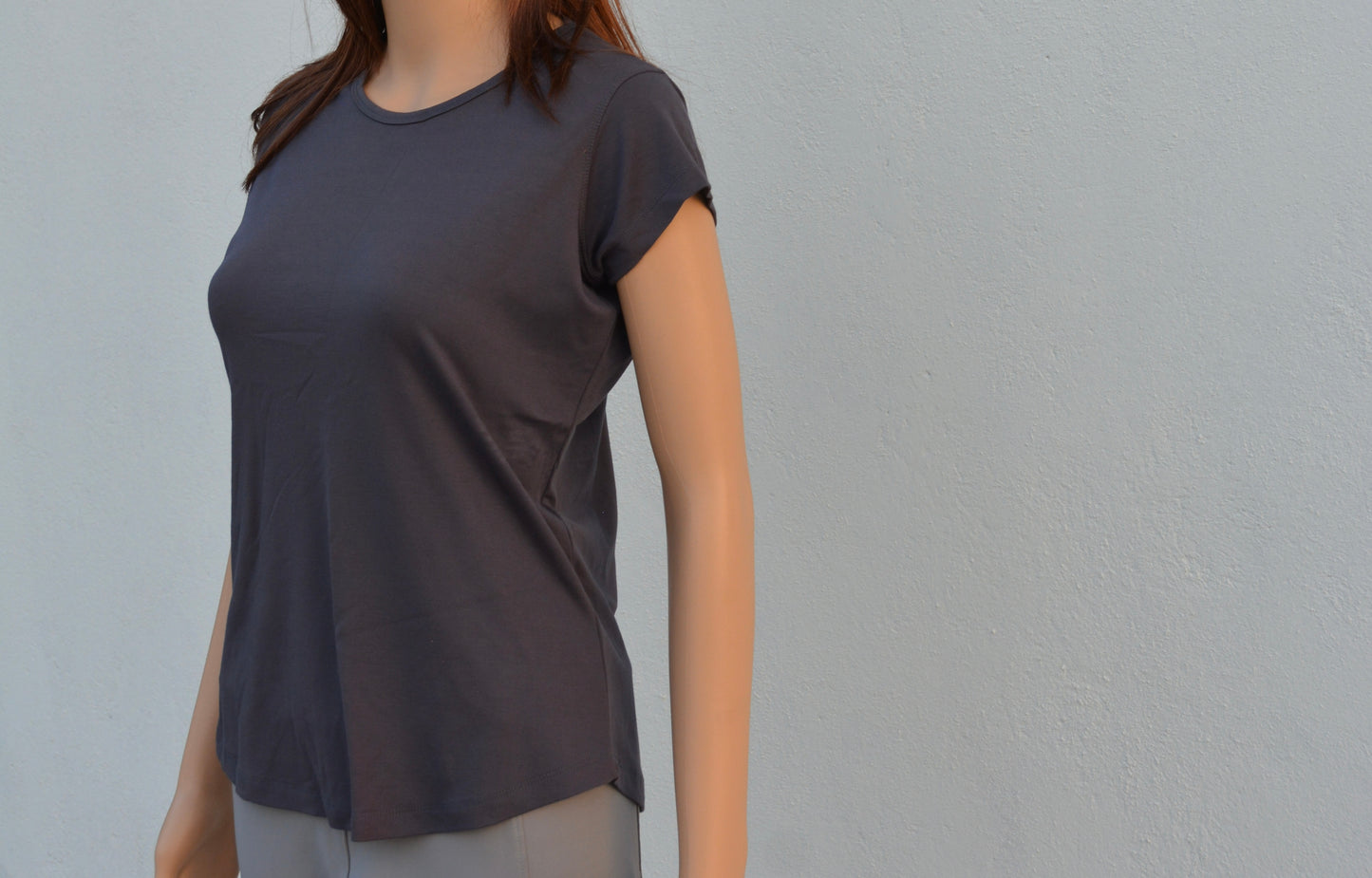 Women's Tencil T-Shirt -Grey- Rayon Nylon Spandex Fabric - Soft Feel