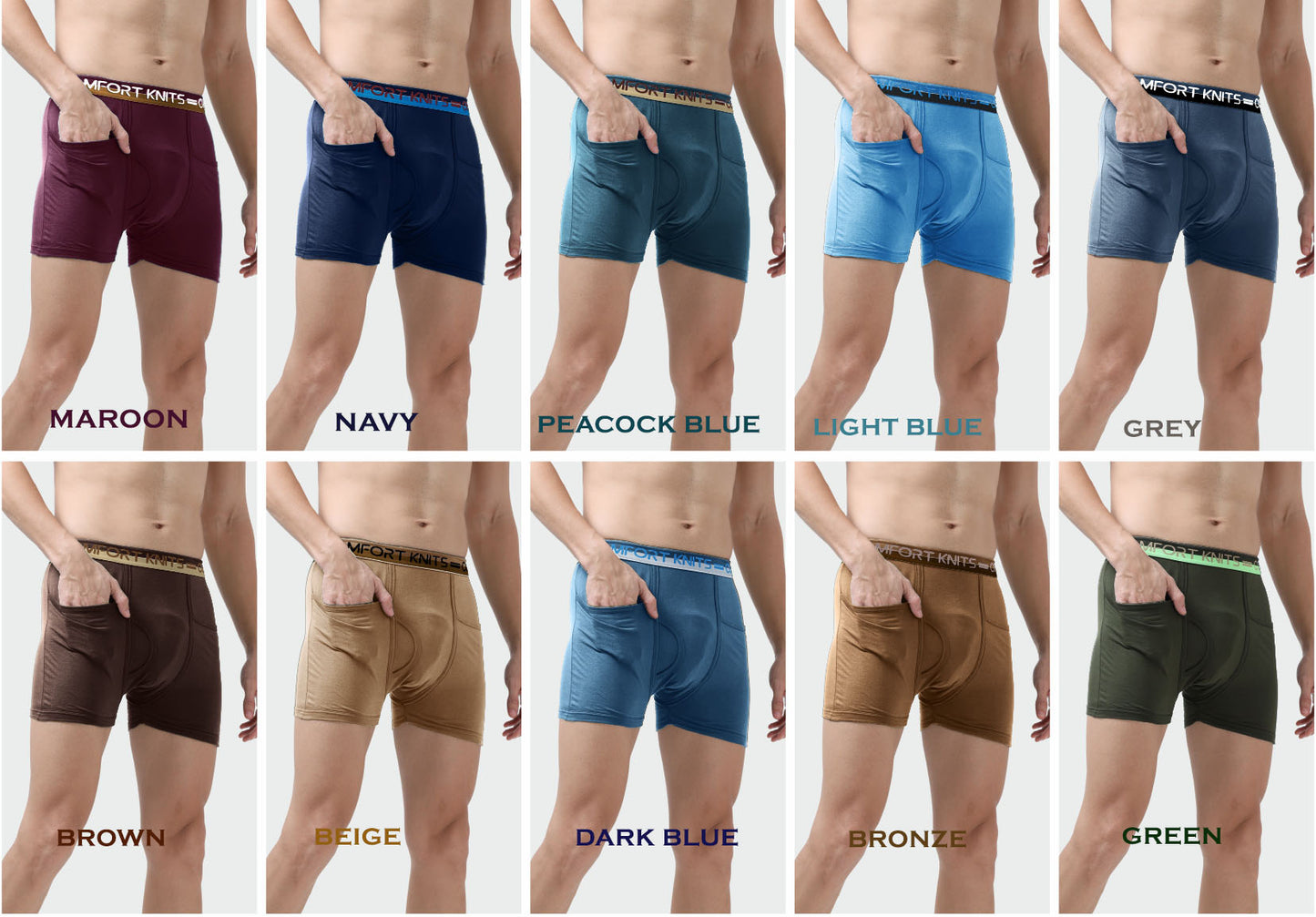 Interlock Trunks - with Pocket - Outer Elastic Lycra Waistband